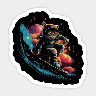Cosmic Cat Surfer Sticker